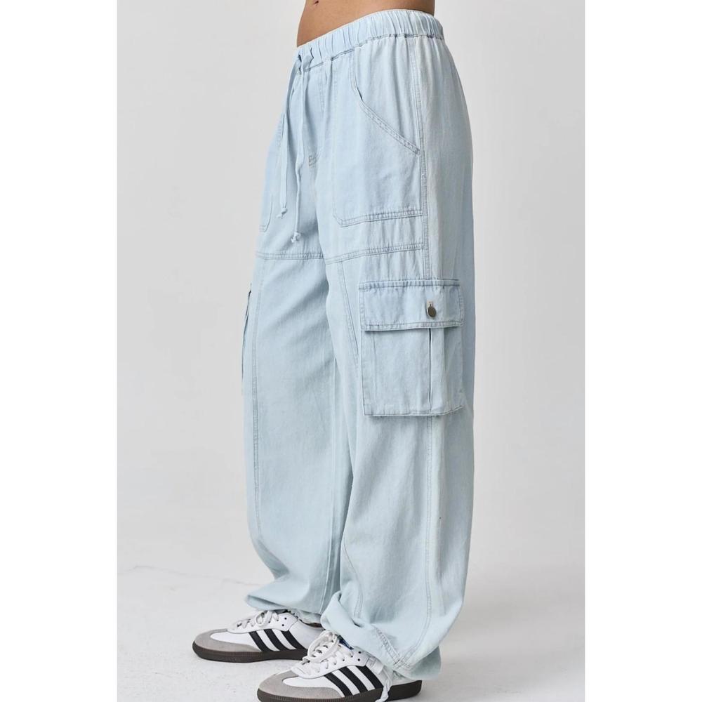 NEW PAPERMOON lightweight denim cargos pants in blue - Picture 3 of 4